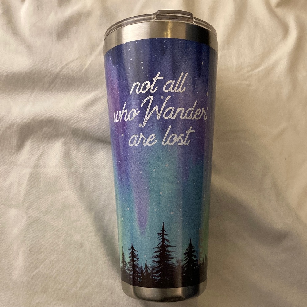 PURE Drinkwear Not All Who Wander Are Lost stainless steel tumbler